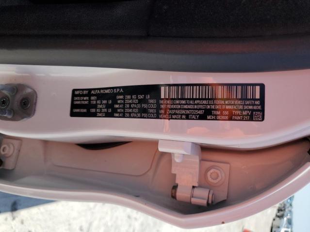ZASPAKBN3N7D25487 - 2022 ALFA ROMEO STELVIO TI WHITE photo 13