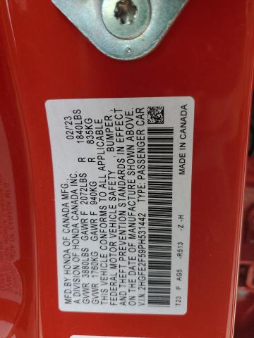 2HGFE2F59PH531442 - 2023 HONDA CIVIC SPORT წითელი ფოტო 13