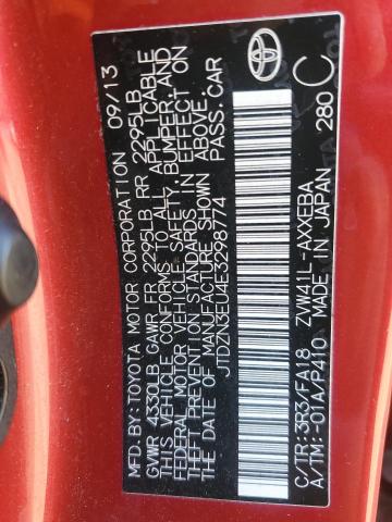 JTDZN3EU4E3298774 - 2014 TOYOTA PRIUS V RED photo 12