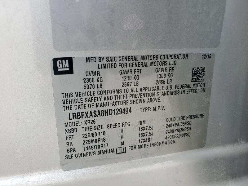 LRBFXASA8HD129494 - 2017 BUICK ENVISION PREFERRED SILVER photo 13