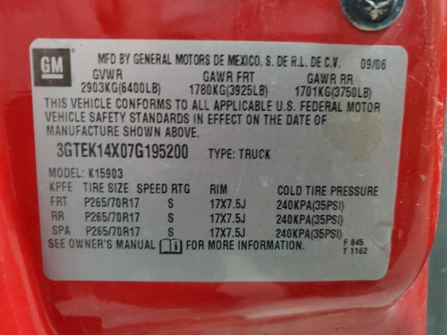 3GTEK14X07G195200 - 2007 GMC NEW SIERRA K1500 CLASSIC RED photo 12