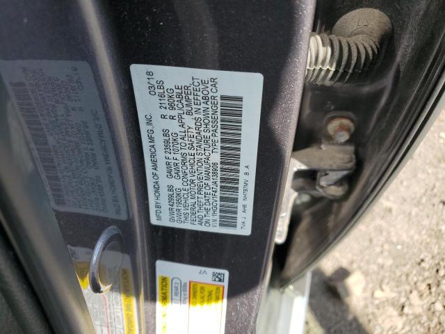 1HGCV1F47JA138906 - 2018 HONDA ACCORD EX GRAY photo 12