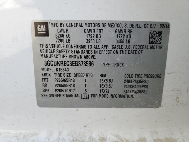 3GCUKREC3EG373586 - 2014 CHEVROLET SILVERADO K1500 LT WHITE photo 12