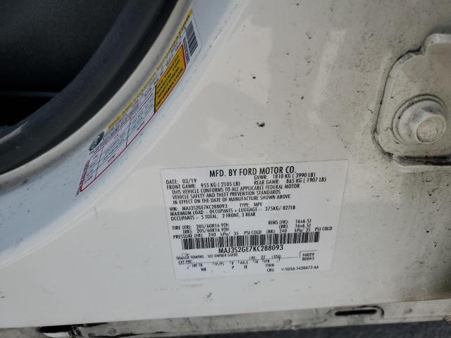 MAJ3S2GE7KC288093 - 2019 FORD ECOSPORT SE თეთრი ფოტო 14