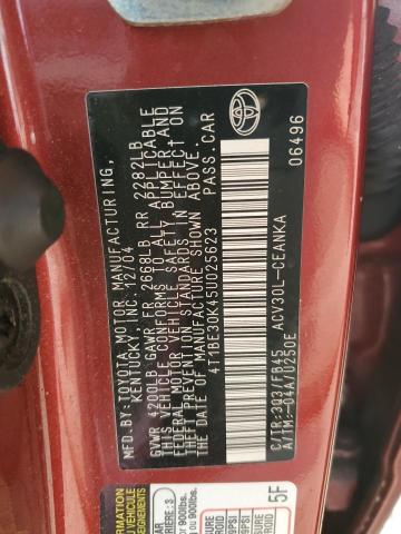 4T1BE30K45U025623 - 2005 TOYOTA CAMRY LE RED photo 13