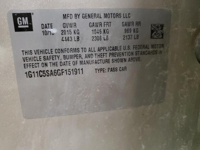 1G11C5SA6GF151911 - 2016 CHEVROLET MALIBU LIM LT Күміс фото 12