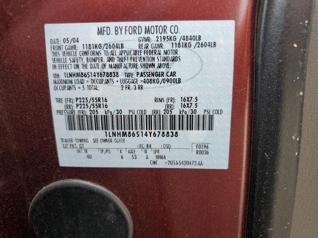 1LNHM86S14Y678838 - 2004 LINCOLN LS 栗色 照片 12