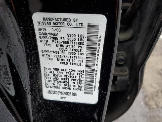 JN8DR09Y63W824185 - 2003 NISSAN PATHFINDER LE 黑色 照片 13