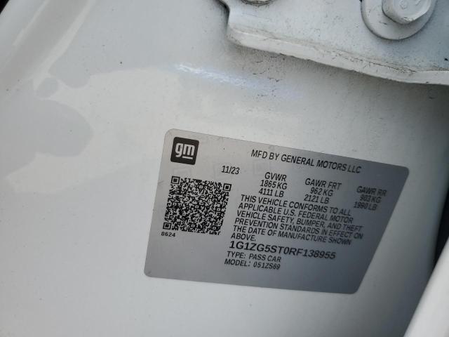 1G1ZG5ST0RF138955 - 2024 CHEVROLET MALIBU RS თეთრი ფოტო 12