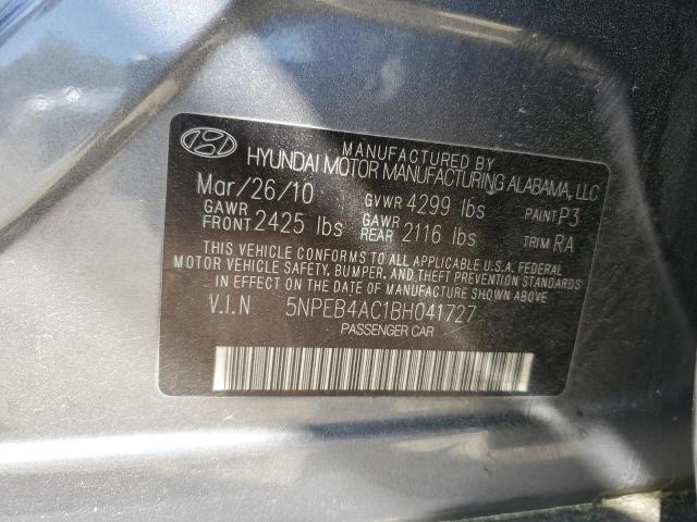 5NPEB4AC1BH041727 - 2011 HYUNDAI SONATA GLS GRAY photo 13