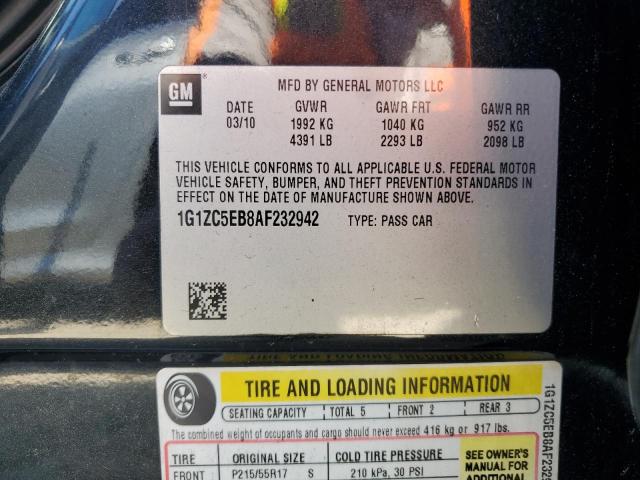 1G1ZC5EB8AF232942 - 2010 CHEVROLET MALIBU 1LT 黑色 照片 12