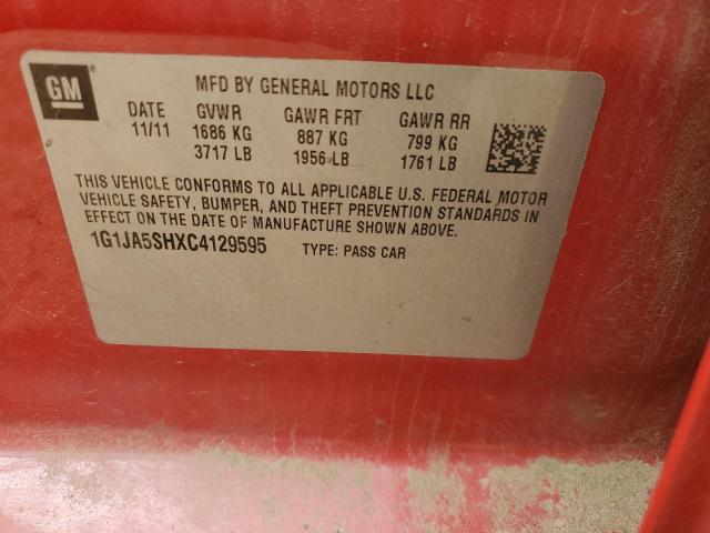 1G1JA5SHXC4129595 - 2012 CHEVROLET SONIC LS RED photo 12