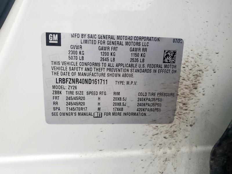 LRBFZNR40ND161711 - 2022 BUICK ENVISION ESSENCE أبيض صورة 13