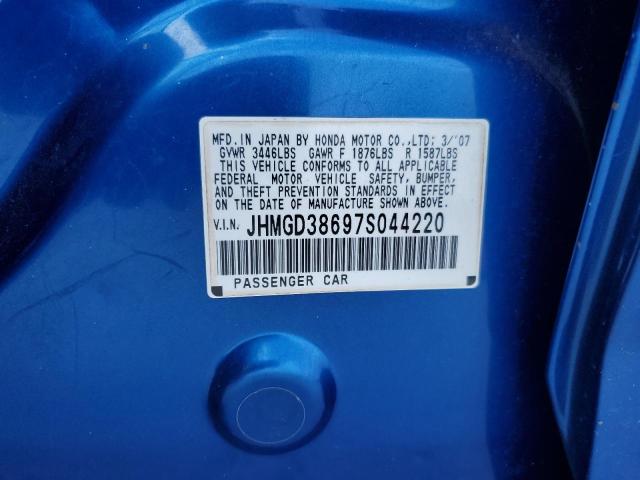 JHMGD38697S044220 - 2007 HONDA FIT S 蓝色 照片 12