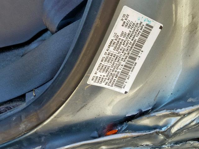 5FNRL38735B086091 - 2005 HONDA ODYSSEY EXL SILVER photo 10