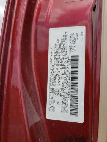 5TBBT44154S454816 - 2004 TOYOTA TUNDRA ACCESS CAB SR5 RED photo 12