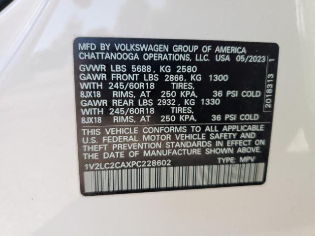 1V2LC2CAXPC228602 - 2023 VOLKSWAGEN ATLAS CROS SE Blanc photo 13