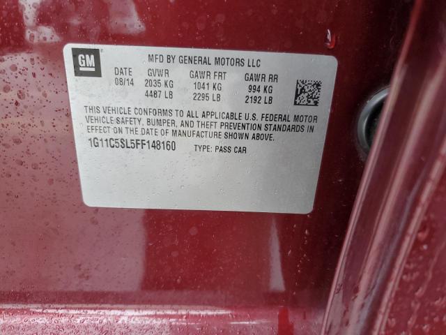 1G11C5SL5FF148160 - 2015 CHEVROLET MALIBU 1LT 勃艮第红 照片 12