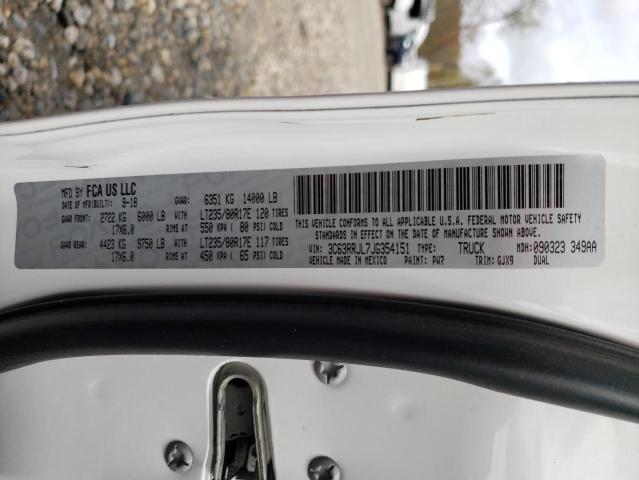 3C63RRJL7JG354151 - 2018 RAM 3500 LARAMIE WHITE photo 12