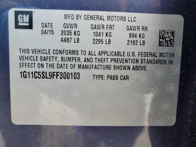 1G11C5SL9FF300103 - 2015 CHEVROLET MALIBU 1LT BLUE photo 12