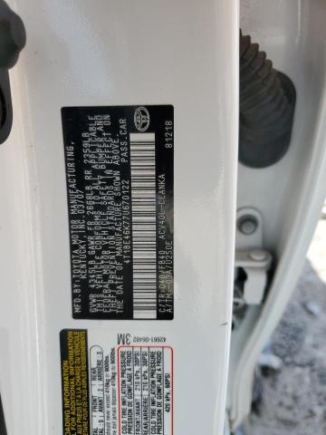 4T1BE46K77U670122 - 2007 TOYOTA CAMRY CE WHITE photo 12