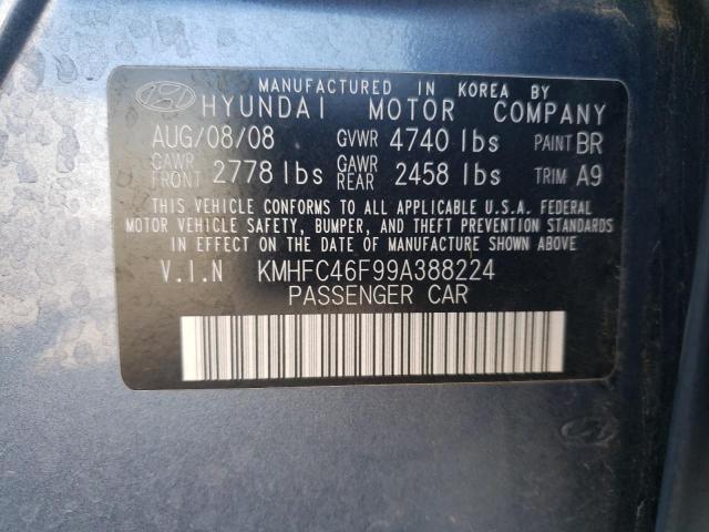 KMHFC46F99A388224 - 2009 HYUNDAI AZERA SE BLUE photo 12