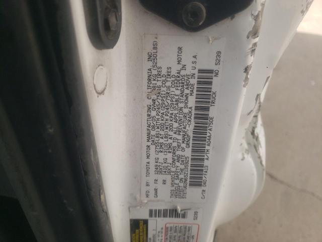 5TETU62N65Z135925 - 2005 TOYOTA TACOMA PRERUNNER ACCESS CAB WHITE photo 12