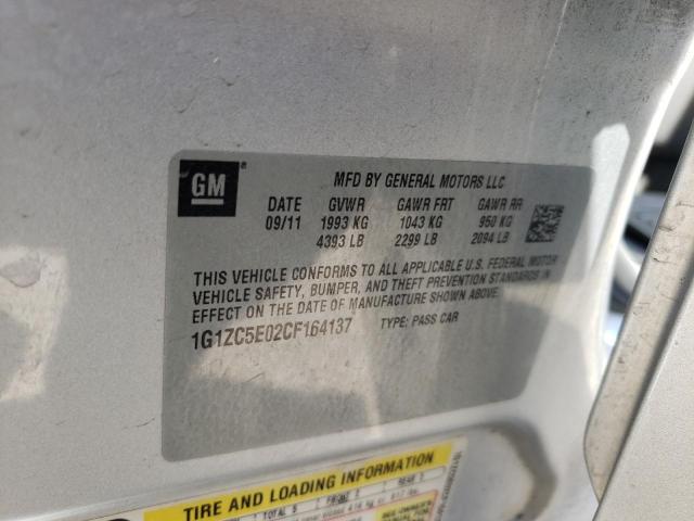 1G1ZC5E02CF164137 - 2012 CHEVROLET MALIBU 1LT SILVER photo 12