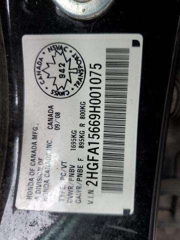 2HGFA15669H001075 - 2009 HONDA CIVIC LX-S BLACK photo 13