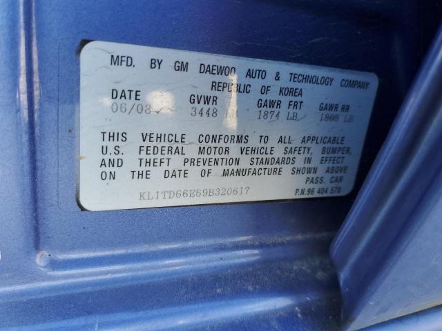 KL1TD66E69B320617 - 2009 CHEVROLET AVEO LS 蓝色 照片 12