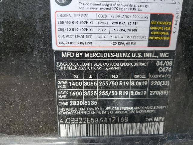 4JGBB22E58A417168 - 2008 MERCEDES-BENZ ML 320 CDI BLACK photo 13