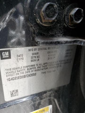 1G4GE5ED8BF243950 - 2011 BUICK LACROSSE CXS BLACK photo 12