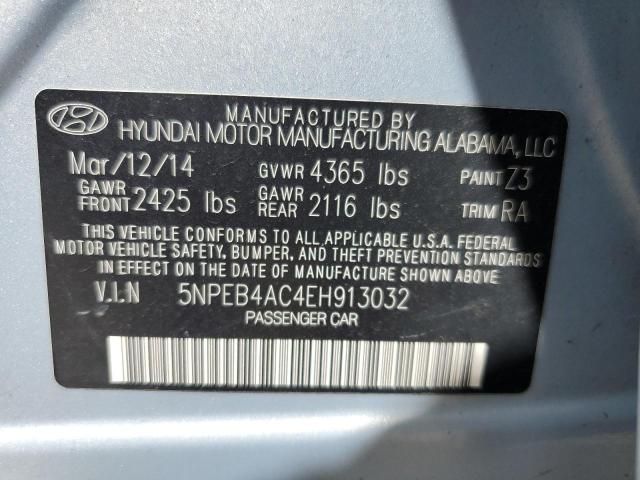 5NPEB4AC4EH913032 - 2014 HYUNDAI SONATA GLS BLUE photo 12