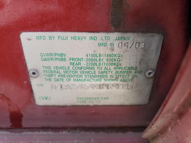 JF1SG65694H729888 - 2004 SUBARU FORESTER 2.5XS Qırmızı foto 13