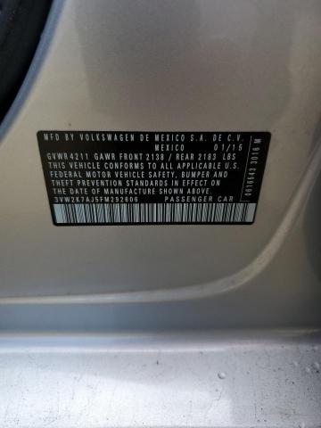 3VW2K7AJ5FM292606 - 2015 VOLKSWAGEN JETTA BASE Silber Foto 12