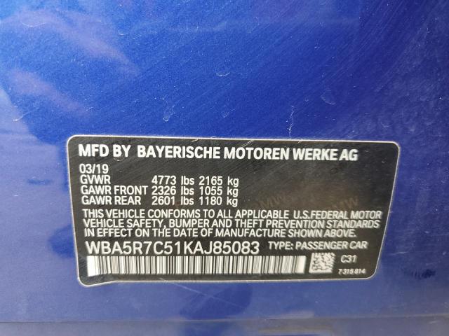 WBA5R7C51KAJ85083 - 2019 BMW 330XI Blau Foto 13