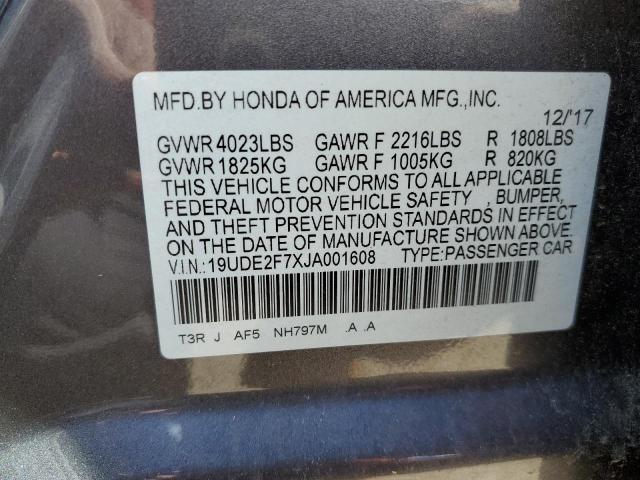 19UDE2F7XJA001608 - 2018 ACURA ILX PREMIUM TECH GRAY photo 12