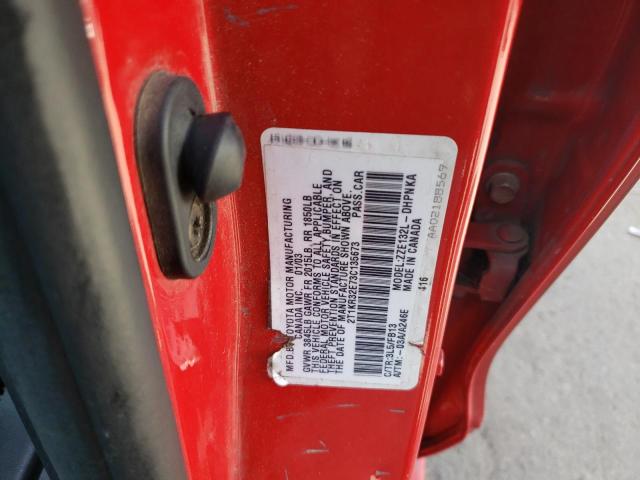 2T1KR32E73C135673 - 2003 TOYOTA COROLLA MA XR RED photo 13