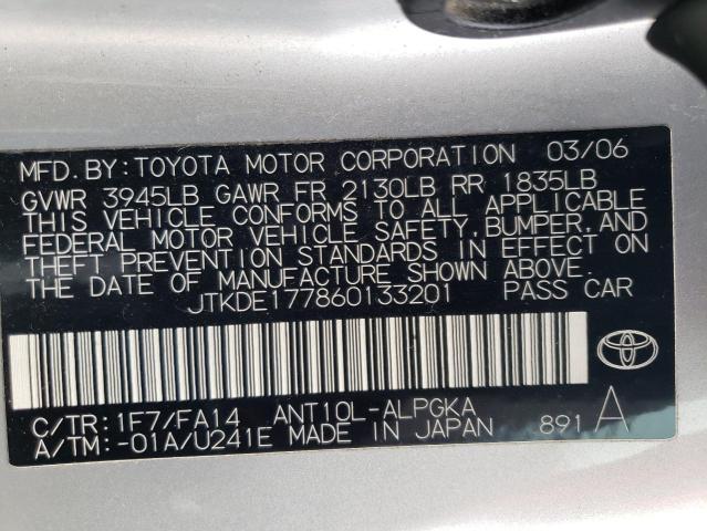 JTKDE177860133201 - 2006 TOYOTA SCION TC 银色 照片 12