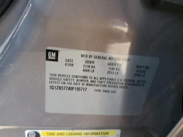 1G1ZK57748F195717 - 2008 CHEVROLET MALIBU LTZ თაფლისფერი ფოტო 12