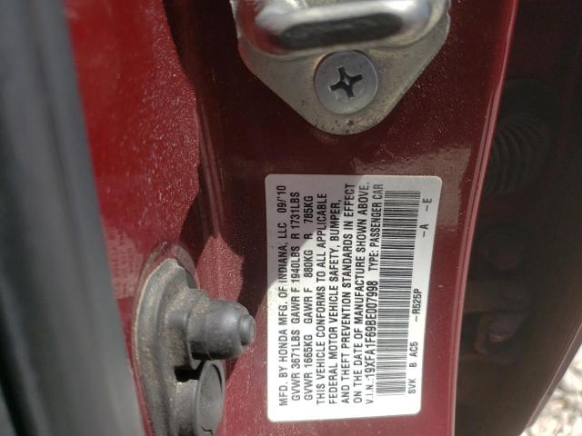 19XFA1F69BE007998 - 2011 HONDA CIVIC LX-S Marron photo 12