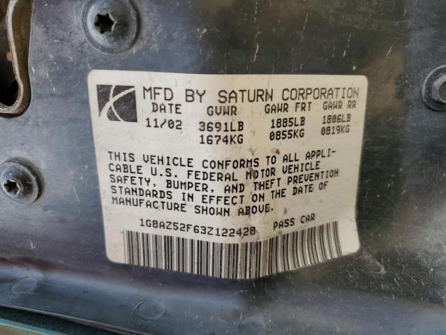 1G8AZ52F63Z122428 - 2003 SATURN ION LEVEL 2 GREEN photo 13