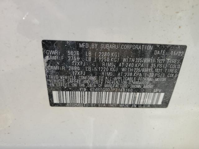 4S4BTGSD7P3148160 - 2023 SUBARU OUTBACK WILDERNESS WHITE photo 13