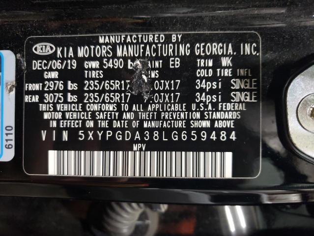 5XYPGDA38LG659484 - 2020 KIA SORENTO L BLACK photo 13