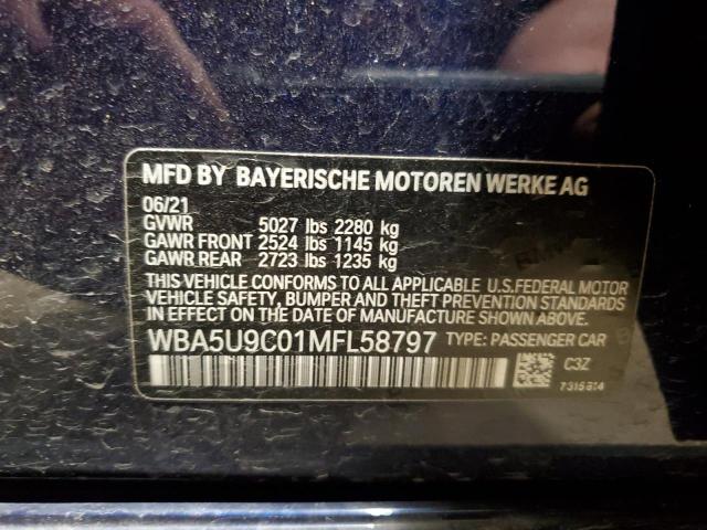 WBA5U9C01MFL58797 - 2021 BMW M340XI BLUE photo 12