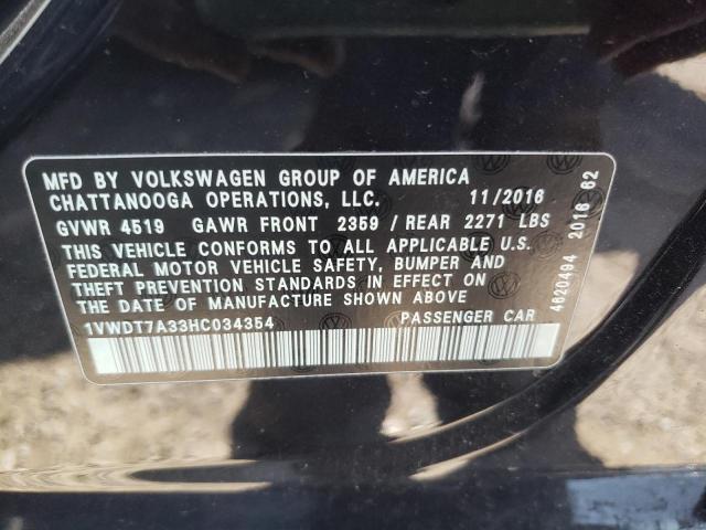 1VWDT7A33HC034354 - 2017 VOLKSWAGEN PASSAT R-LINE Schwarz Foto 12