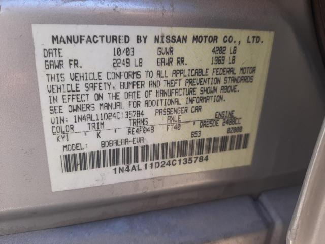 1N4AL11D24C135784 - 2004 NISSAN ALTIMA BASE GRAY photo 12