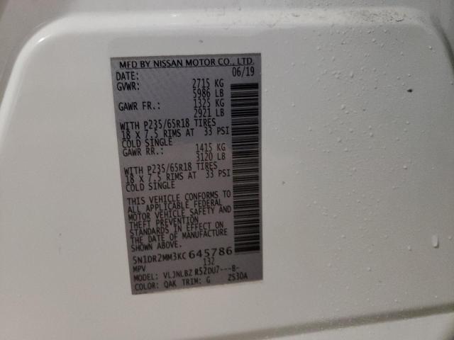 5N1DR2MM3KC645786 - 2019 NISSAN PATHFINDER S 白色 照片 13