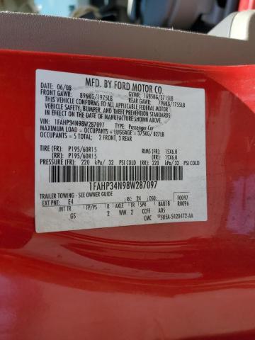 1FAHP34N98W287097 - 2008 FORD FOCUS S/SE RED photo 13