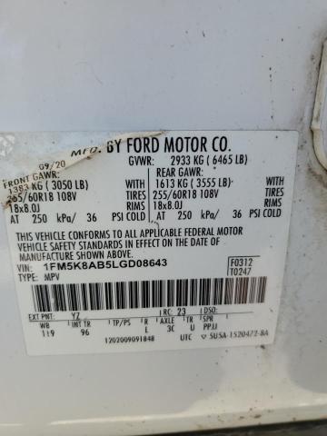 1FM5K8AB5LGD08643 - 2020 FORD EXPLORER POLICE INTERCEPTOR Ağ foto 13
